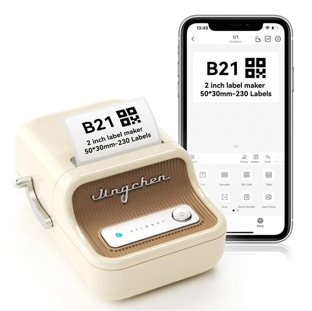 NIIMBOT B21 BEŻOWO ZŁOTA Drukarka Termiczna Bluetooth do Etykiet i Nak