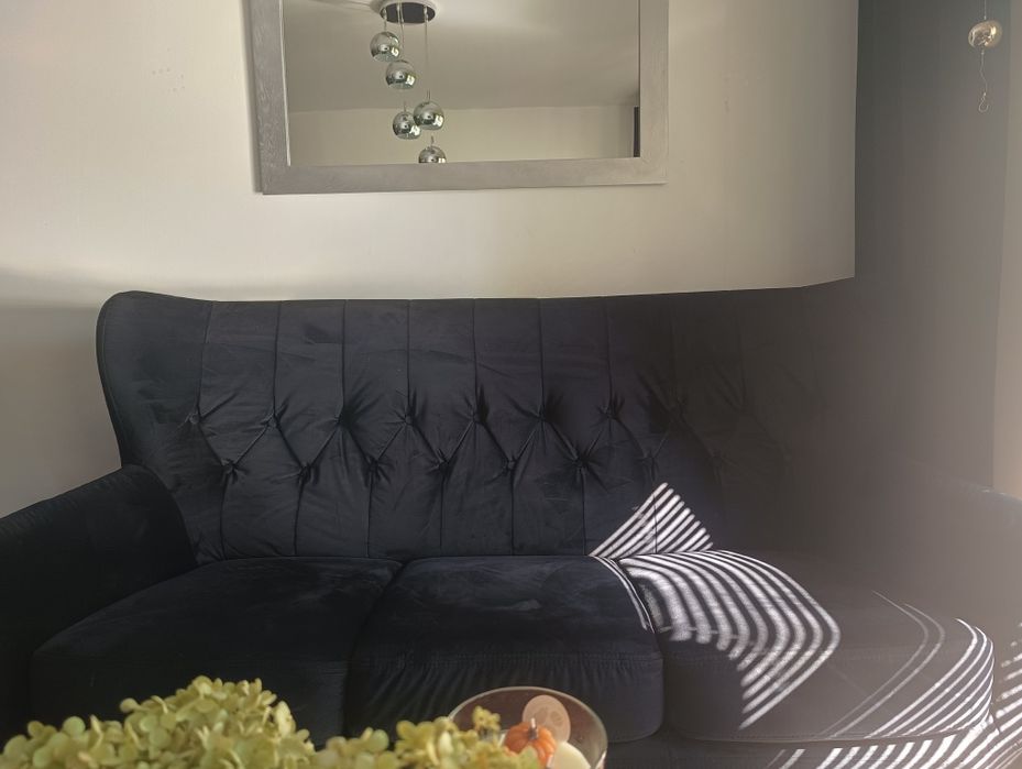 Sofa Glamour czarna welurowa