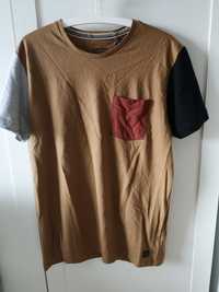 BLEND t-shirt brązowy z czerwoną kieszonką nowy r. M/38