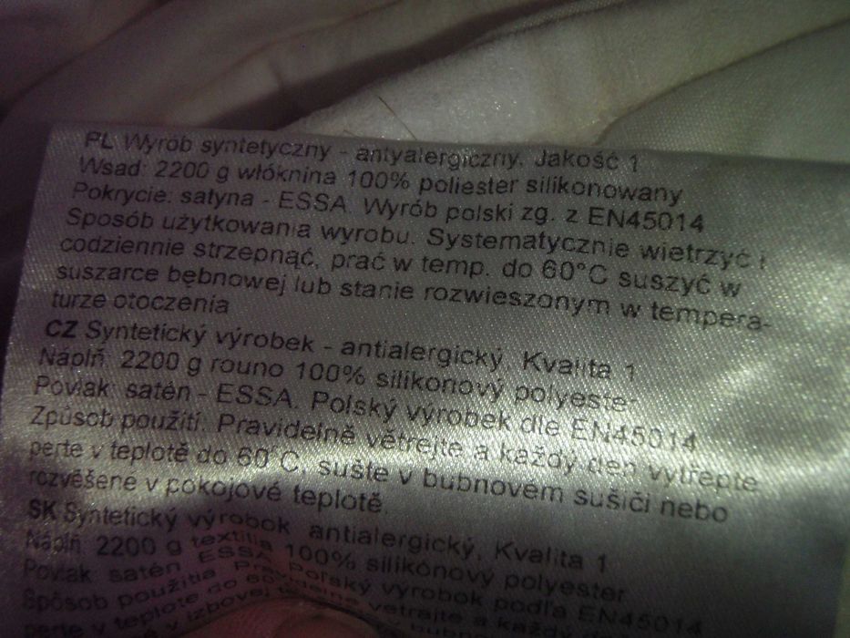 Kołdra duża 200 x 220 cm, antyalergiczna, puszysta, polski wyrób