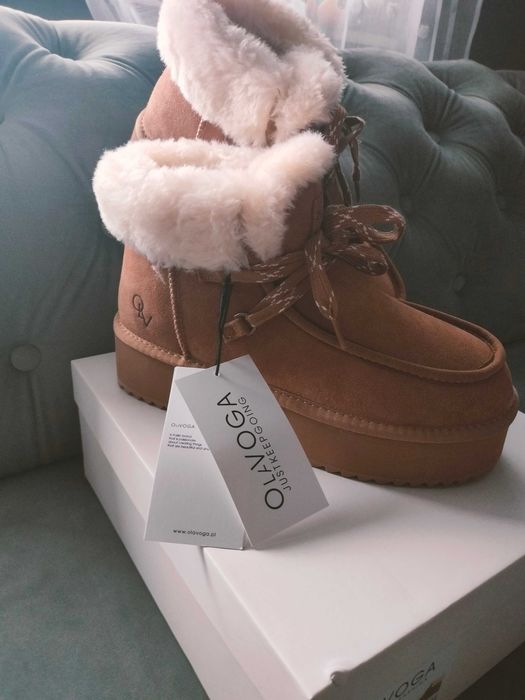 Olavoga nowe skórzane śniegowce