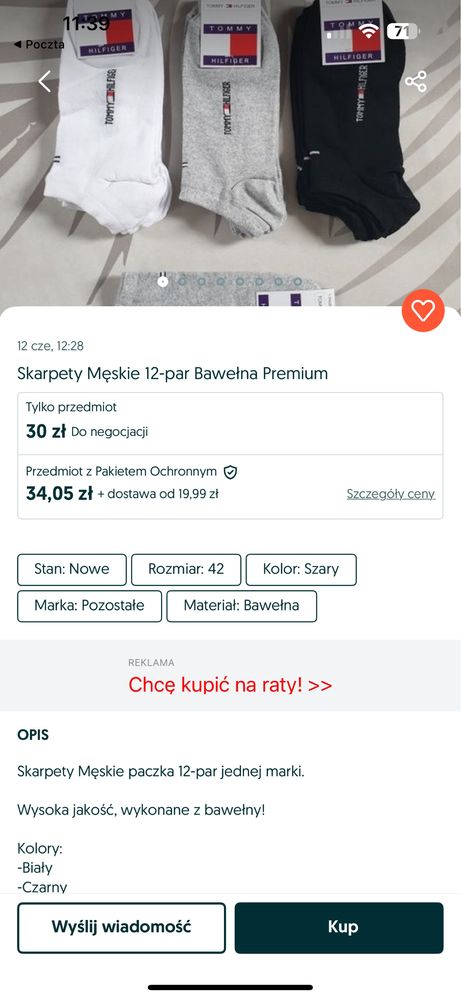 Skarpetki niby bawelniane