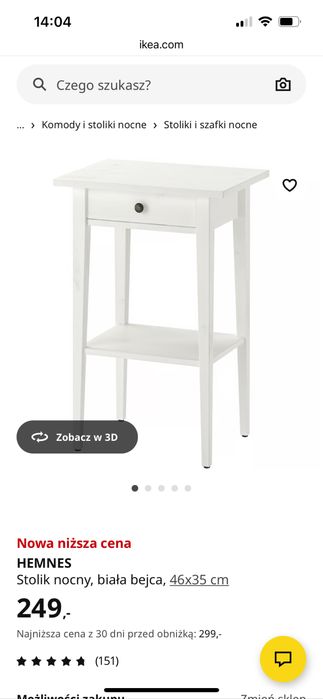 Rezerwacja Stolik nocny Hemnes 2 szt.
