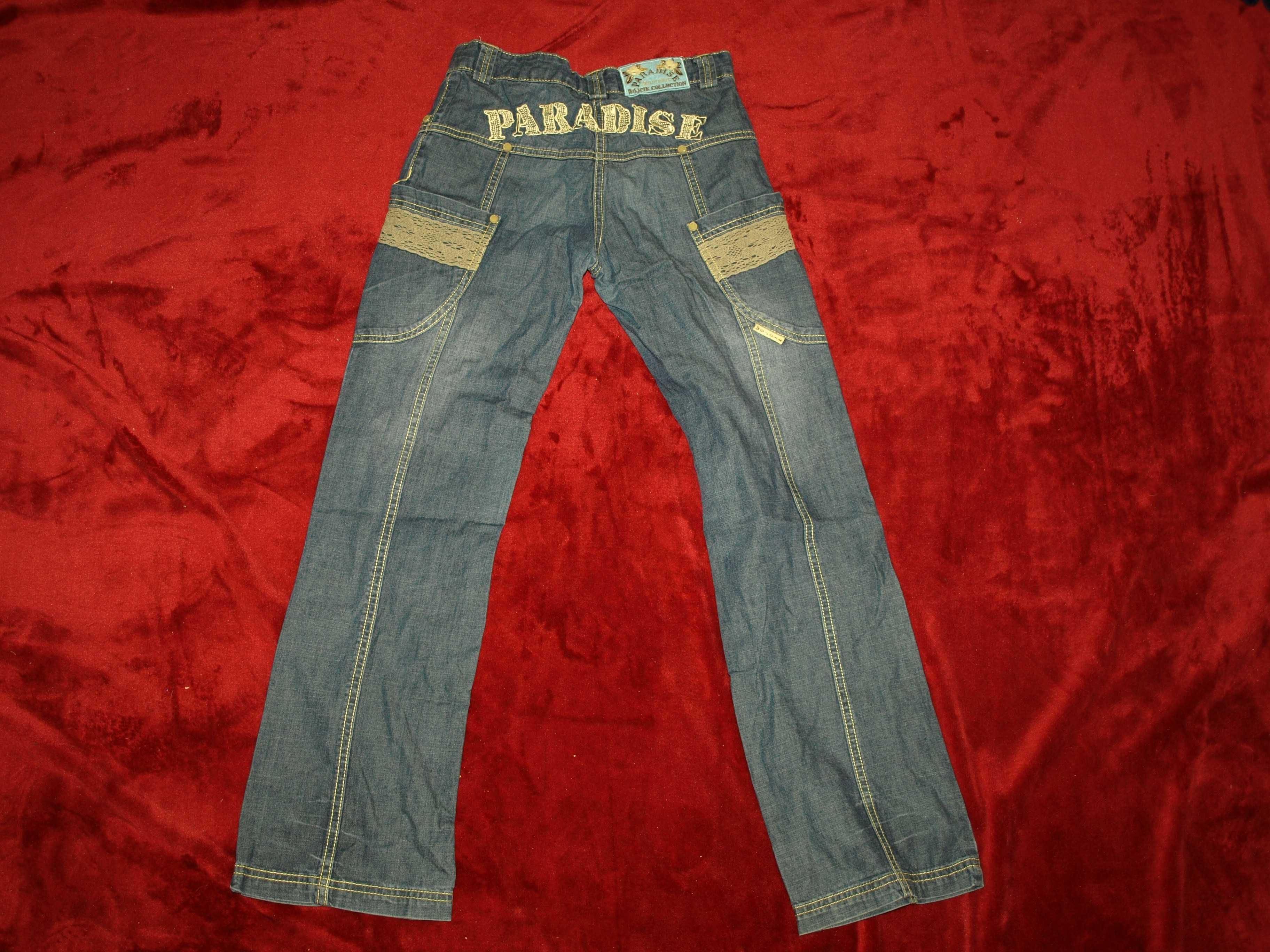 WÓJCIK PARADISE Spodnie jeans dziewczęce z haftem Model żółty R 146