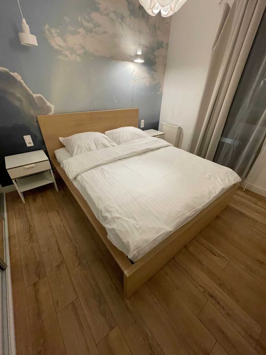 Łóżko Ikea 160x200 kompletne z materacem sprężynowym kieszonkowym
