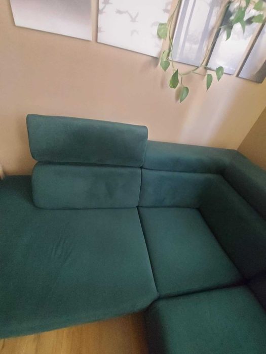 Kanapa/ Narożnik z funkcją spania + pojemnik, regulowane zagłówki