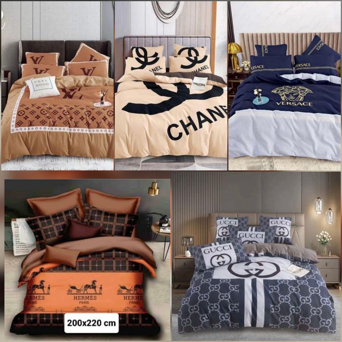 Pościel komplet zestaw 4 czesci 200x220  chanel versace gucci hermes