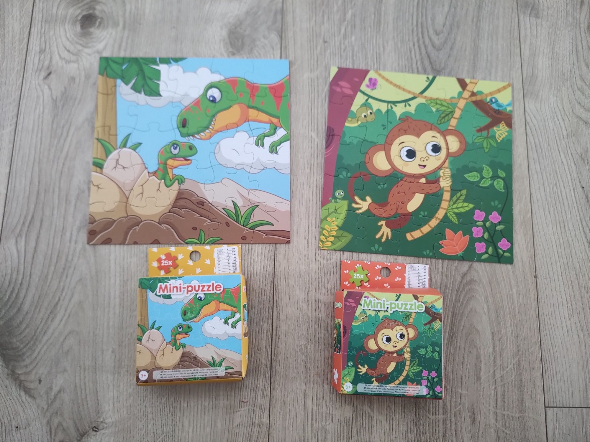 Zestaw mini-puzzle małpka i dinozaury 25 x 2