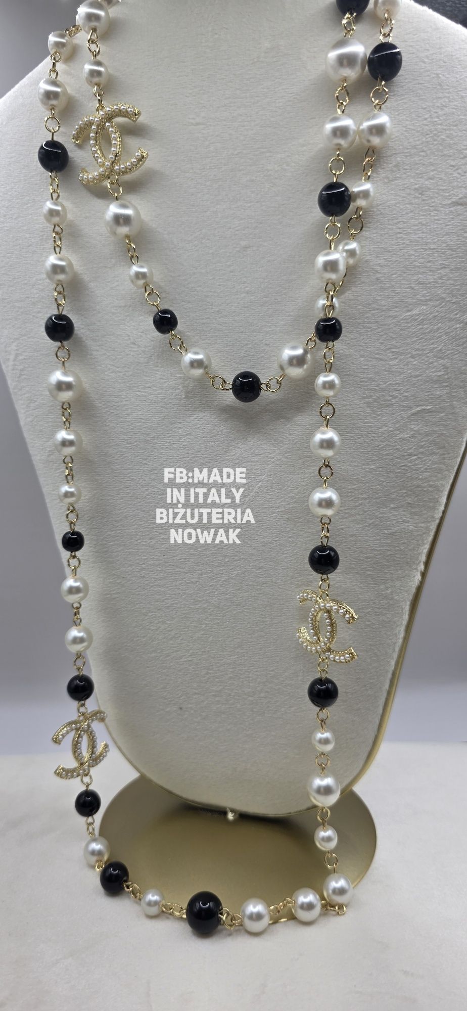 Korale sztuczne perły chanel 125cm