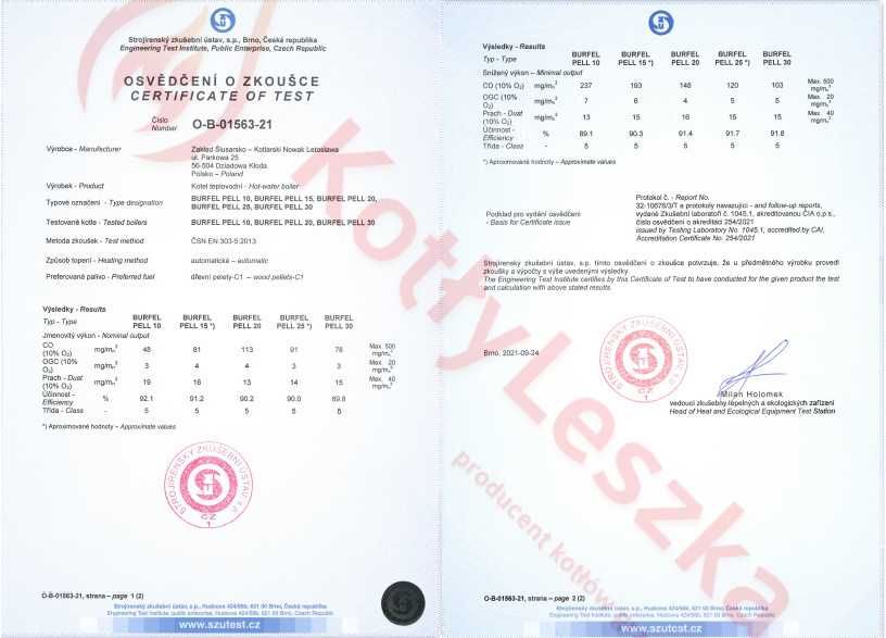 Kocioł piec c.o. 5 klasa BURFEL 10 kW pellet ekoprojekt kotlyleszka