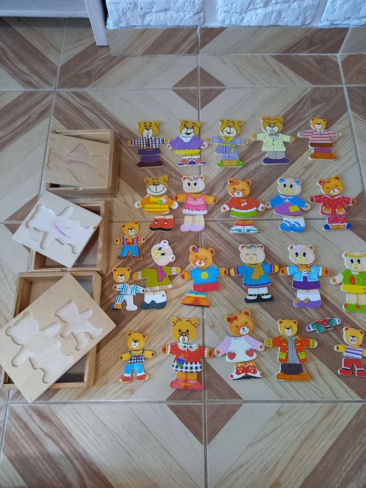 Puzzle drewniane 22 składane misie