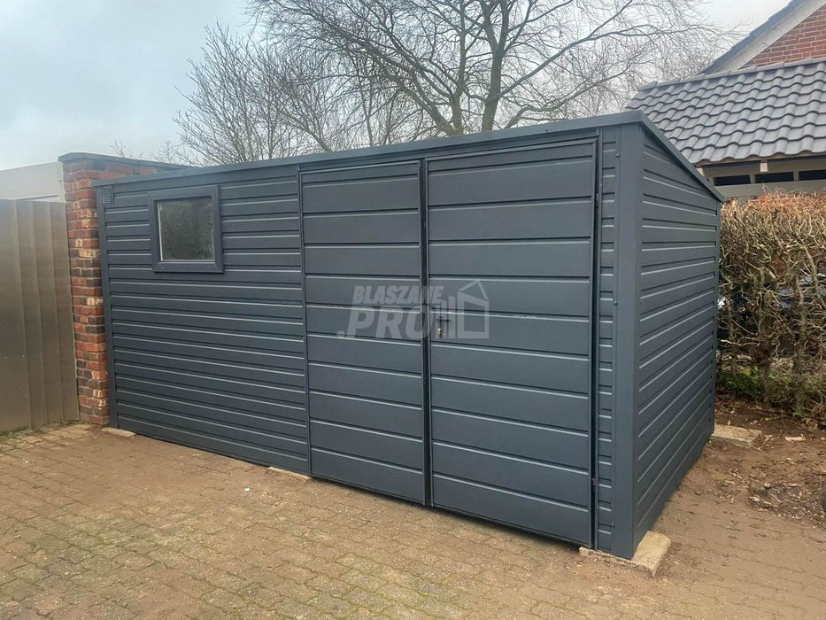 Schowek  Domek ogrodowy 4x2m  okno  antracyt dach spad w tył GP528