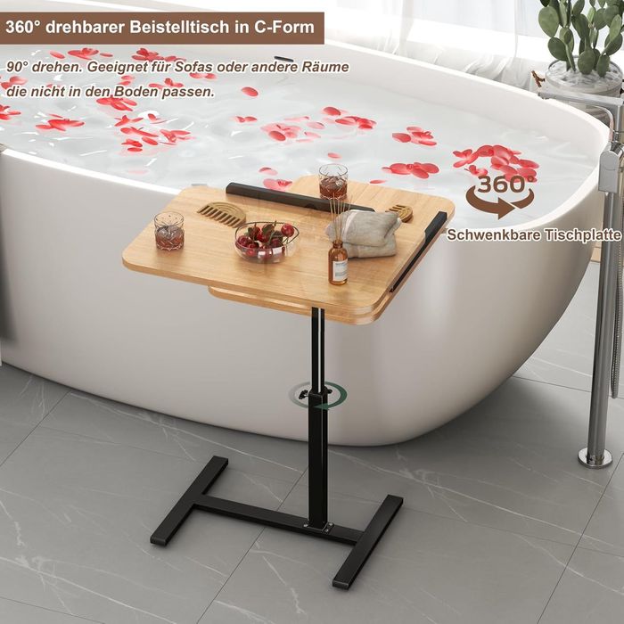 Stolik pomocniczy w kształcie litery C, z regulacją wysokośc