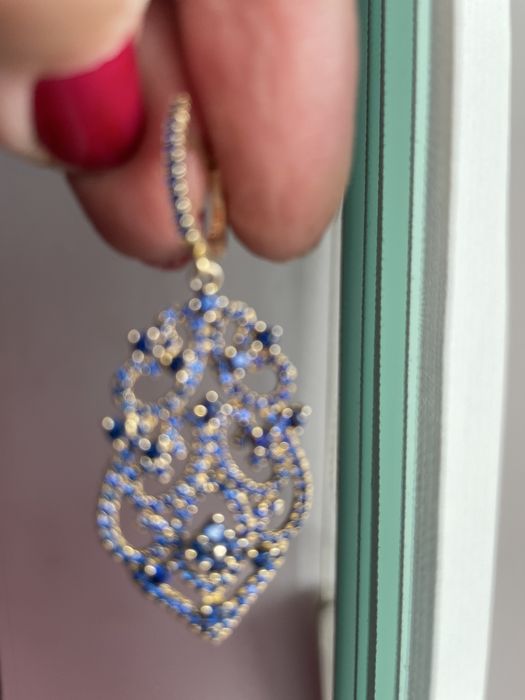 Серебряный комплект серебра 925 в позолоте  с корундами