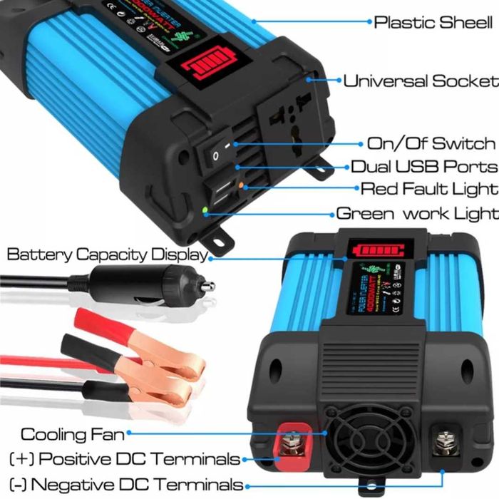 Inverter samochodowy 4000w 12v/220v 2USB