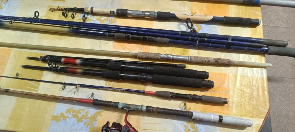 Canas de pesca com carreto