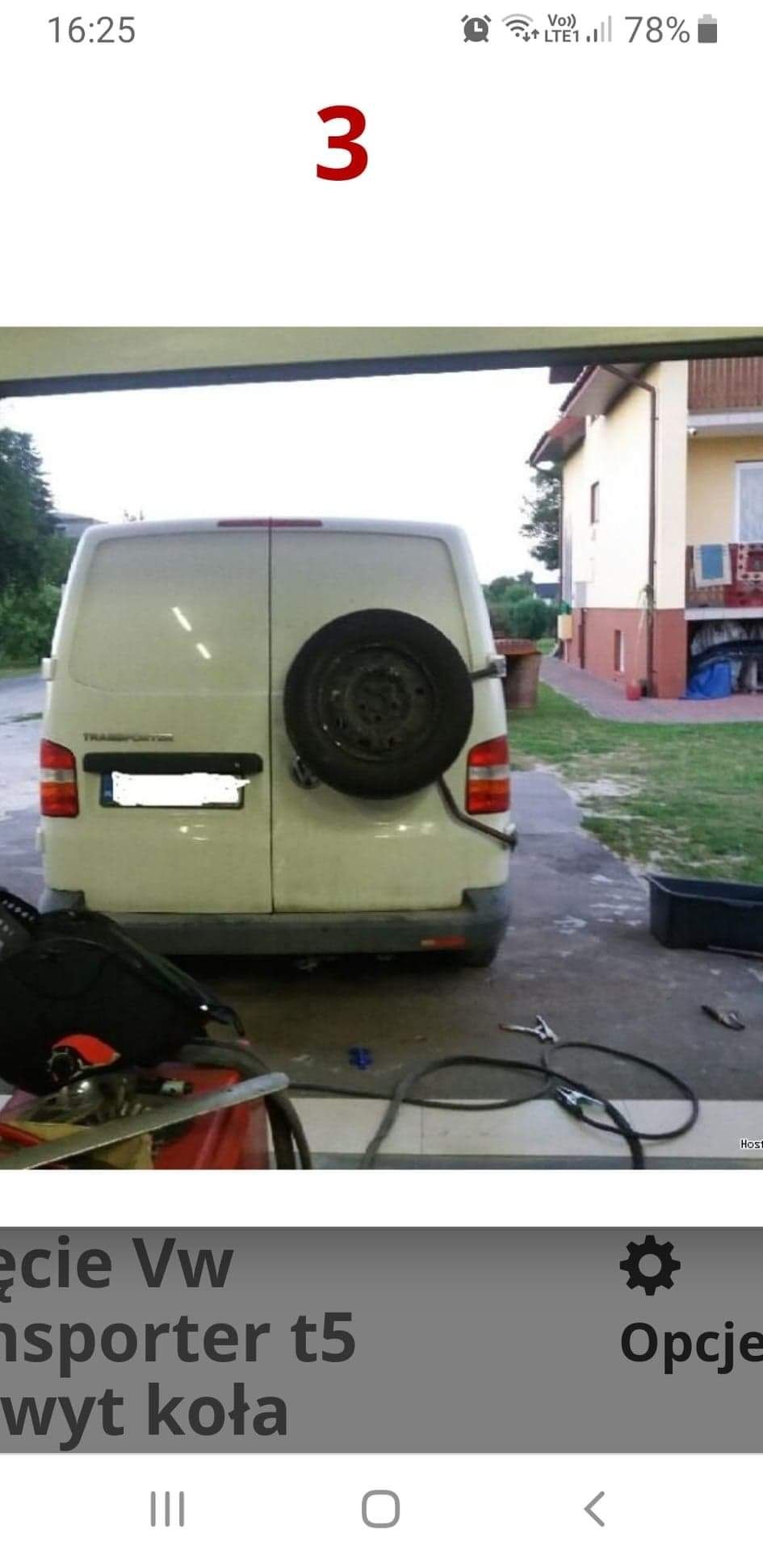 Kamper, camper vw t5, t6, uchwyt koła zapasowego
