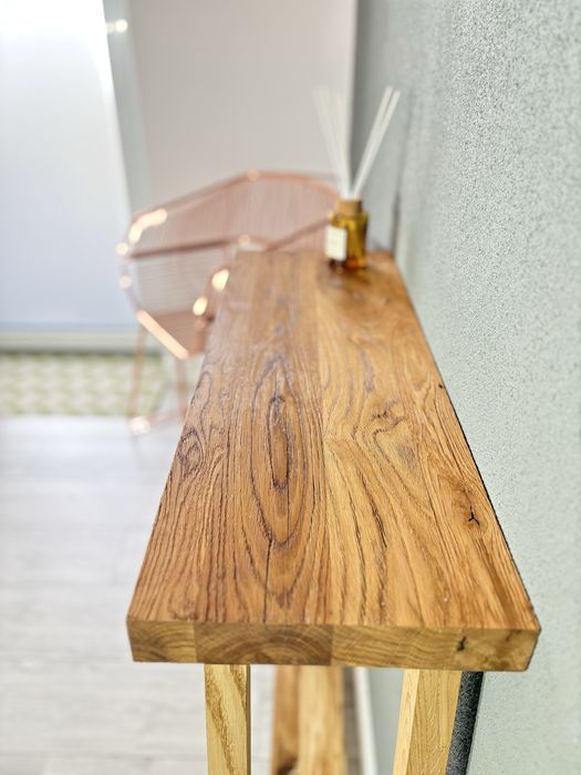 Konsola 100 % lity dąb (70x26x90 cm) Vintage komoda - DOSTĘPNA OD RĘKI