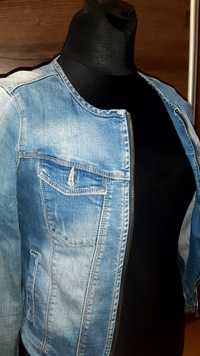 Okazja stylowa katana ramoneska Wiosenna kurtka jeans damska house 40