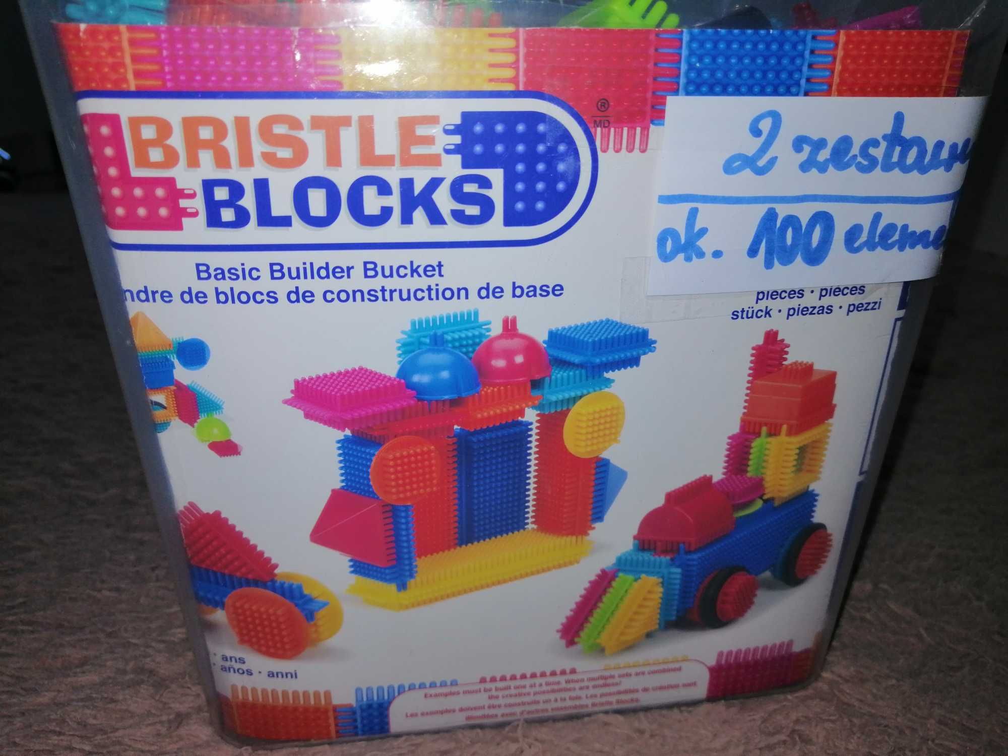 2 zestawy klocków konstrukcyjnych Jeżyki/Bristle Blocks/100 elementów