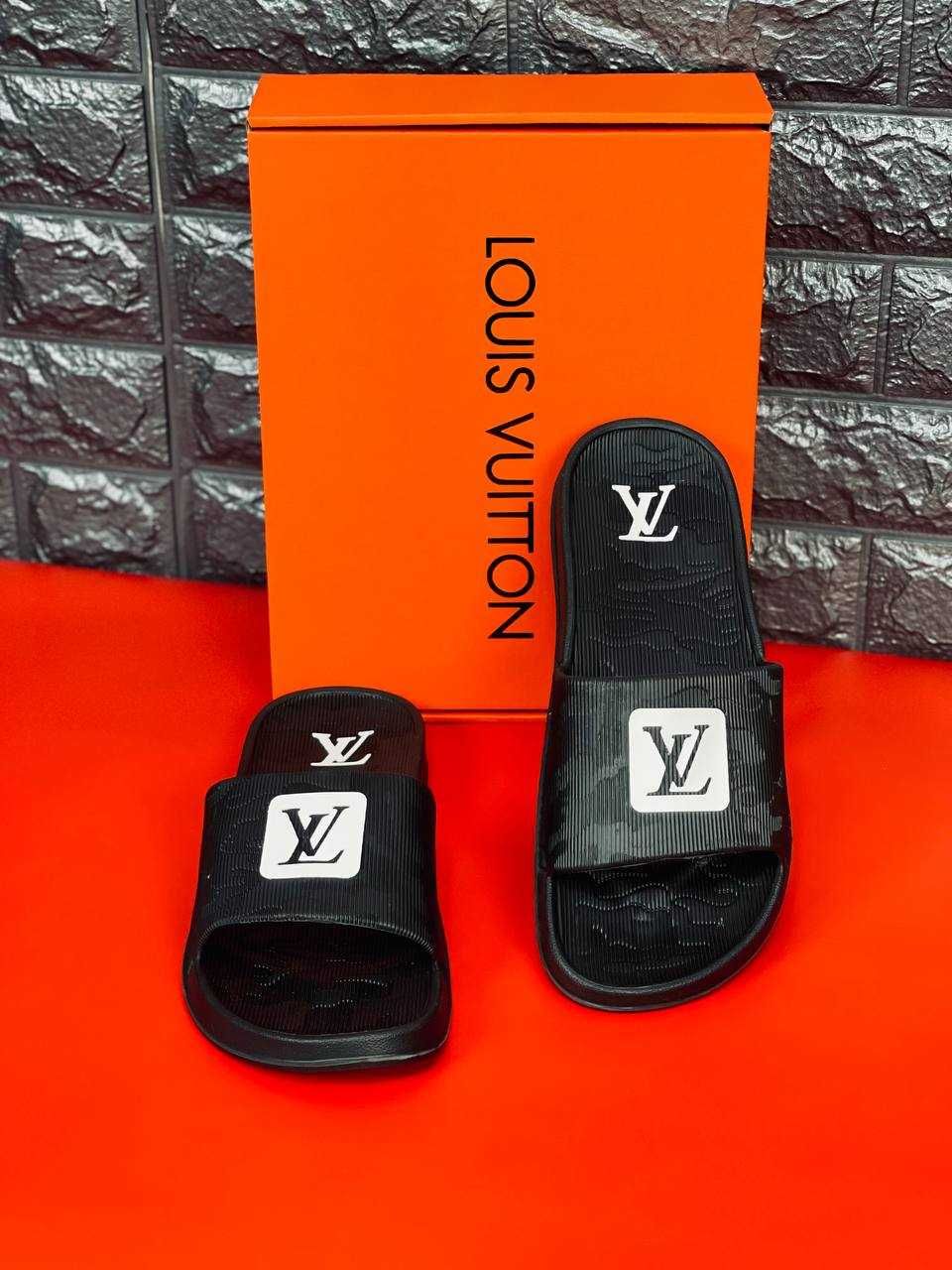 Шльопанці Louis Vuitton чоловічі Стильні Black Camouflage Пляжные Хит!