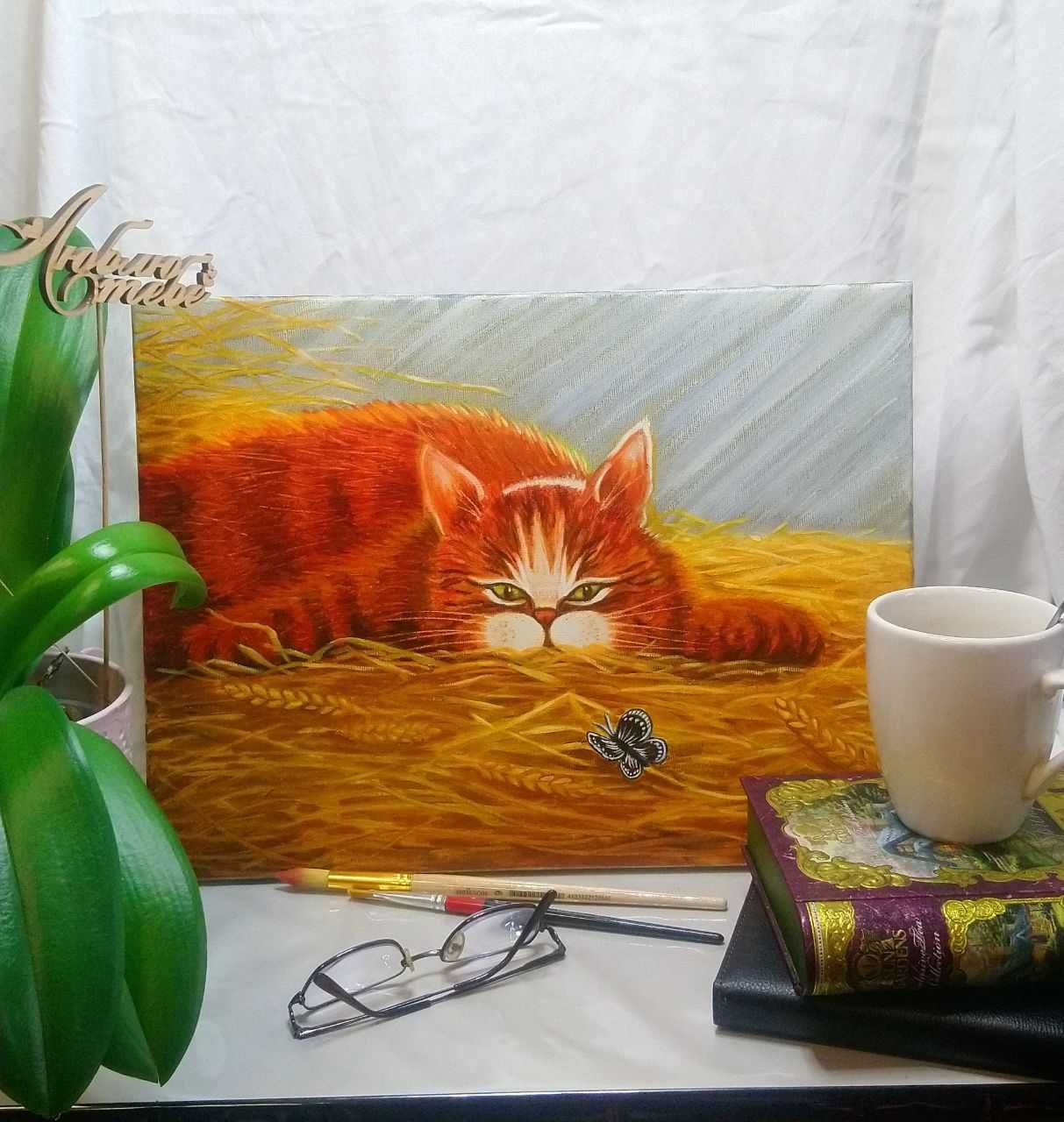 Картина маслом кот (30х40 см)