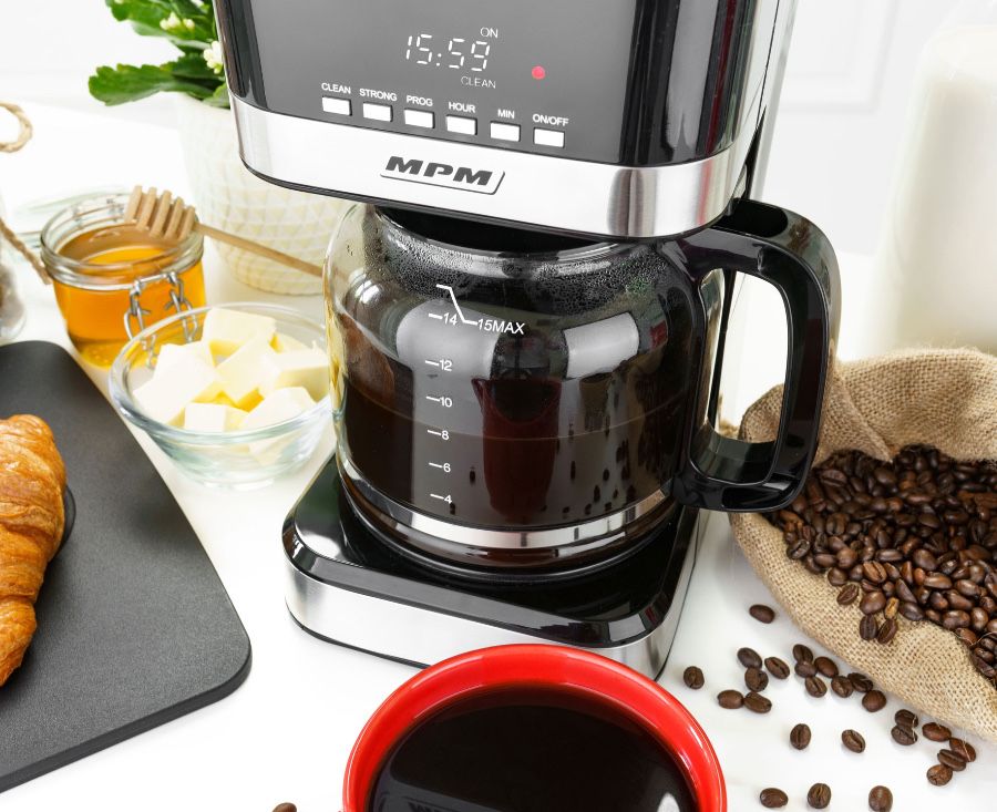 EKSPRES DO KAWY MPM przelewowy nowy wyświetlacz LCD dzbanek 1.8 L
