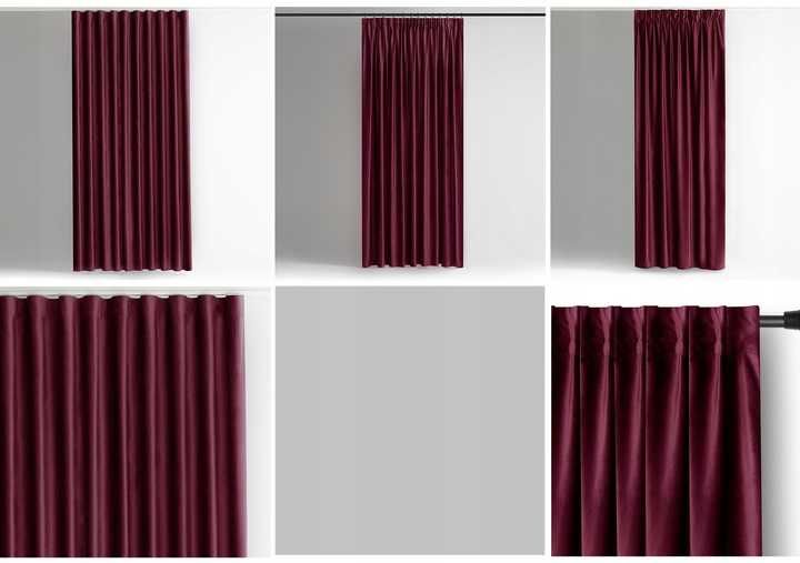 Zasłona welurowa velvet szarfa upi. na taśmie wave multi 140x270 Bordo