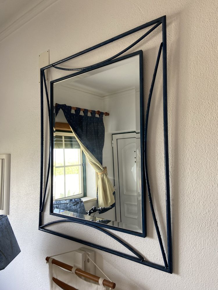 Consola e espelho em ferro azul