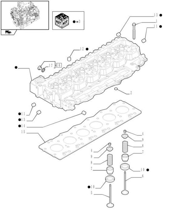 New Holland T6010 T6090 T6070 T7230 Głowica cylindra 6 cylinders 2831279