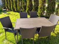 Zestaw ogrodowy stól 6 krzeseł wiklina Stan idealny