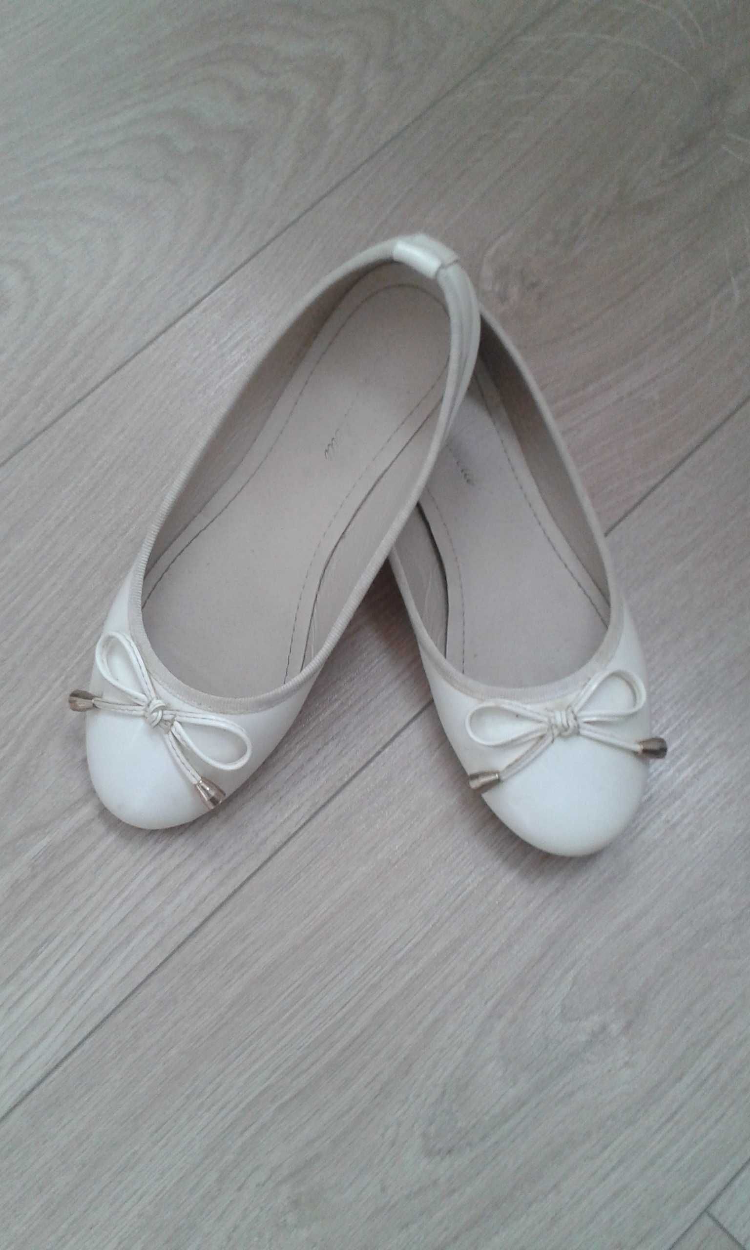 36 Baleriny białe dziewczęce komunia ślub wesele buty wkł 23,5