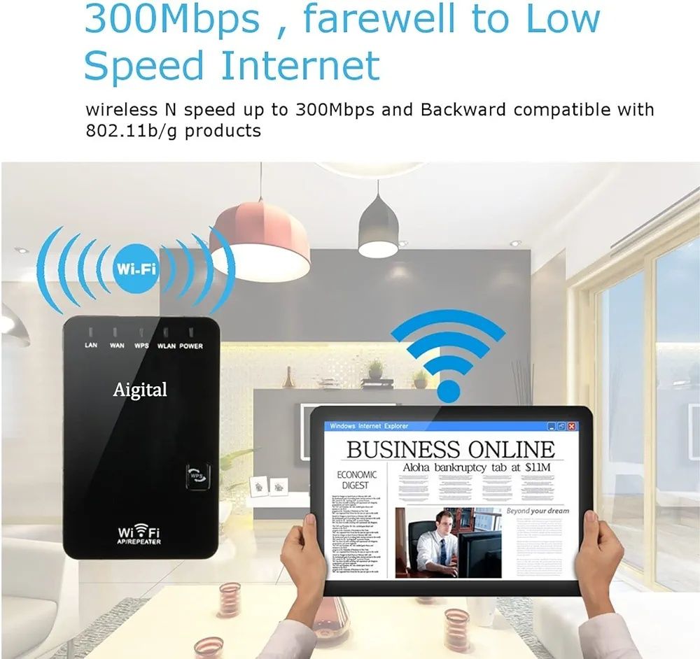 Wzmacniacz Wi-Fi 300 Mbit/s 2,4 GHz, Mini Compact