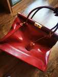 Genuine leather czerwona lakierowana