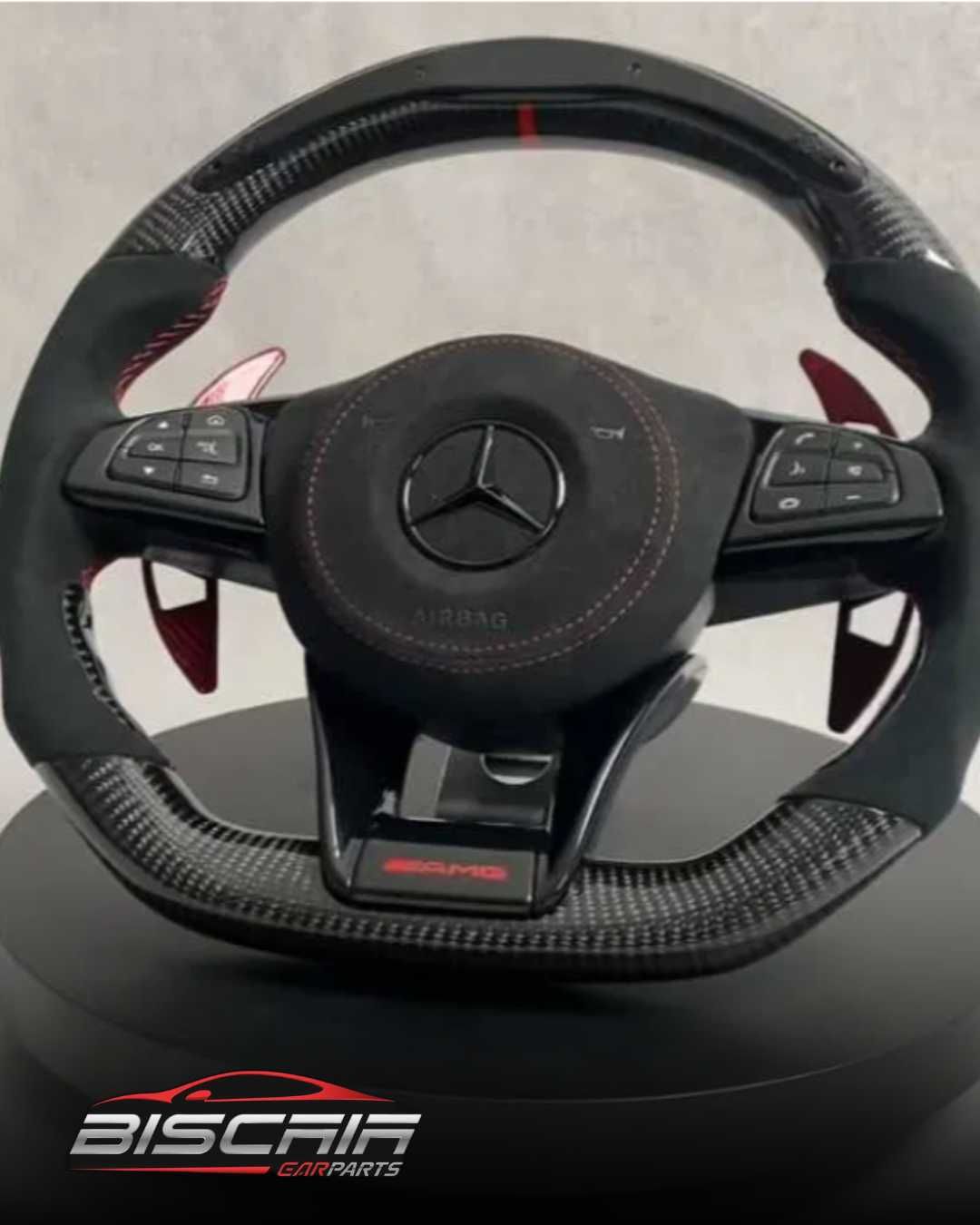 VOLANTE MERCEDES AMG CARBONO + ALCÂNTARA COM DISPLAY LED