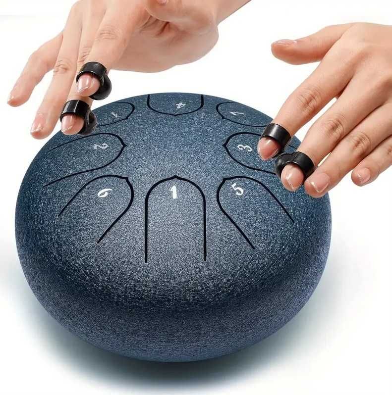 BĘBEN JĘZYKOWY STEEL TONGUE DRUM handpan 6" 8 tonów + pokrowiec + nuty