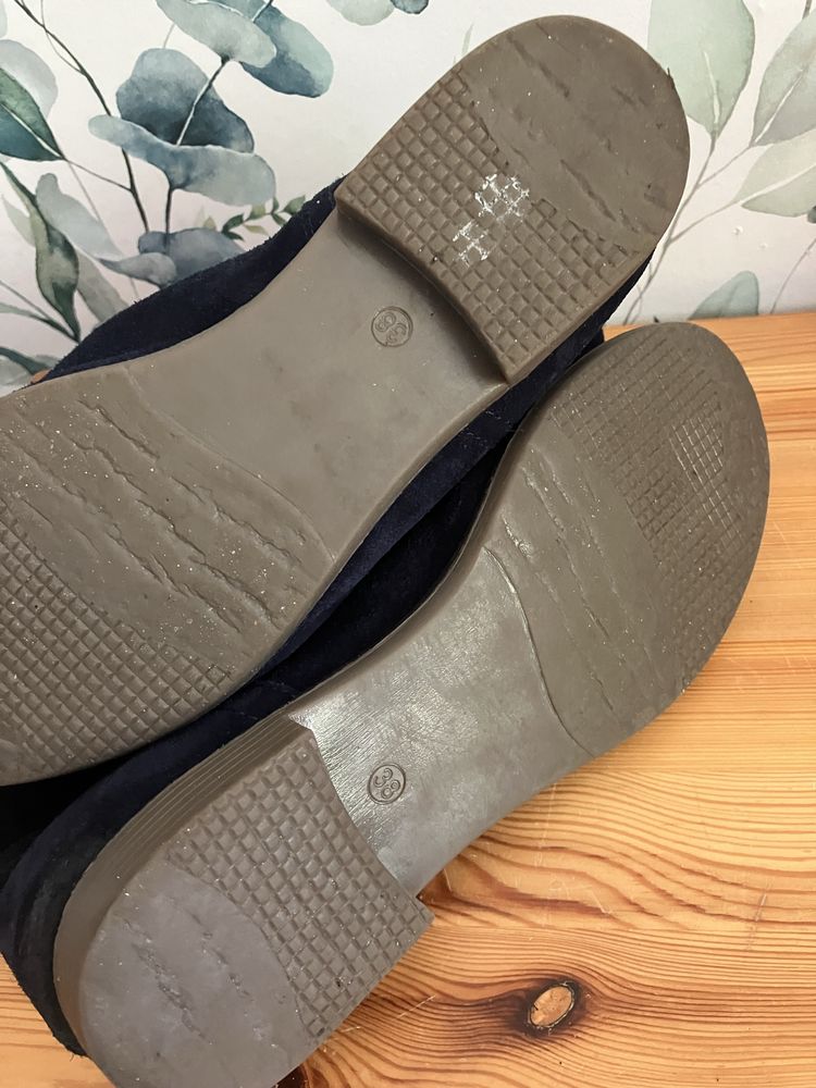 Botki damskie Lasocki skóra zamszowa granatiwe roz.38