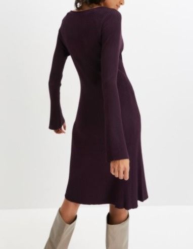 B.P.C śliwkowa dzianinowa sukienka prążek 40/42.