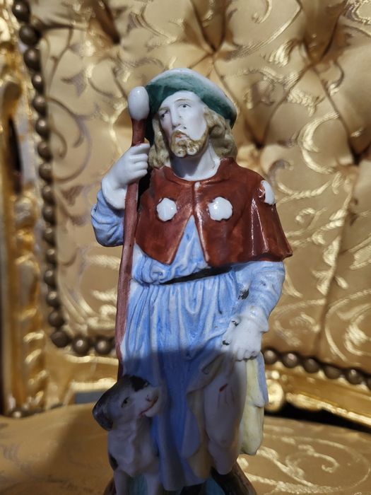 Stara porcelanowa figurka Święty Roch