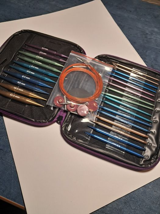 Zestaw drutów dziewiarskich metalowych jak knitpro wymienne żyłki knit