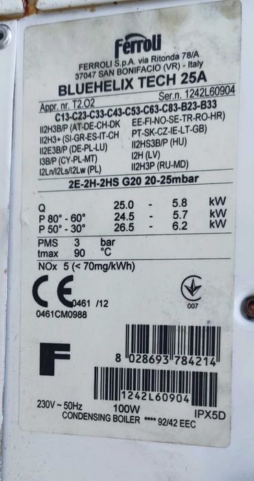 Kocioł kondensacyjny Ferroli BlueHelix TECH A 25kW