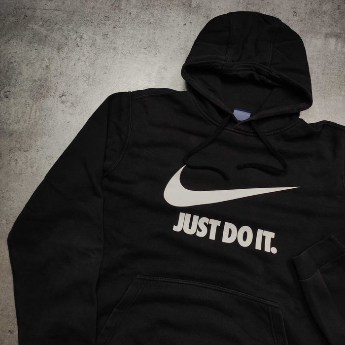 MĘSKA Bluza z Kapturem Hoodie Nike Just Do It Bawełna Czarna Nadruk