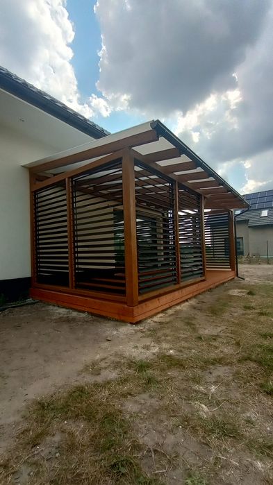 Wiata lub pergola • zadaszenie tarasu • poliwęglan • gont • blachodach