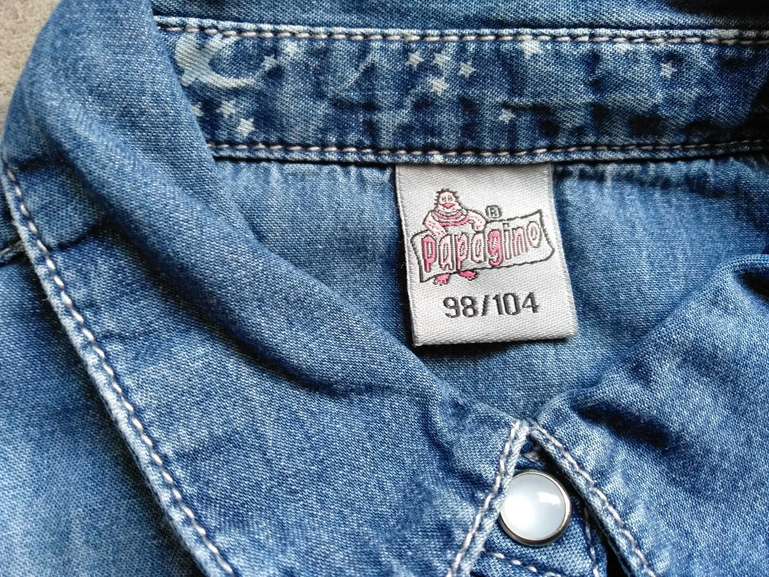 Jeansowa koszula zapinana na guziki Papagino, rozm 98/104 h&m