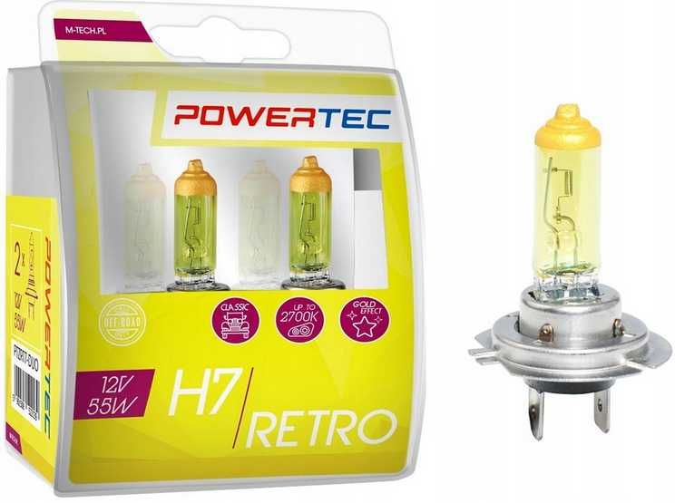 H7 H3 H1 Żarówki RETRO x2 Gold ŻÓŁTE 55W Powertec Sklep Warszawa