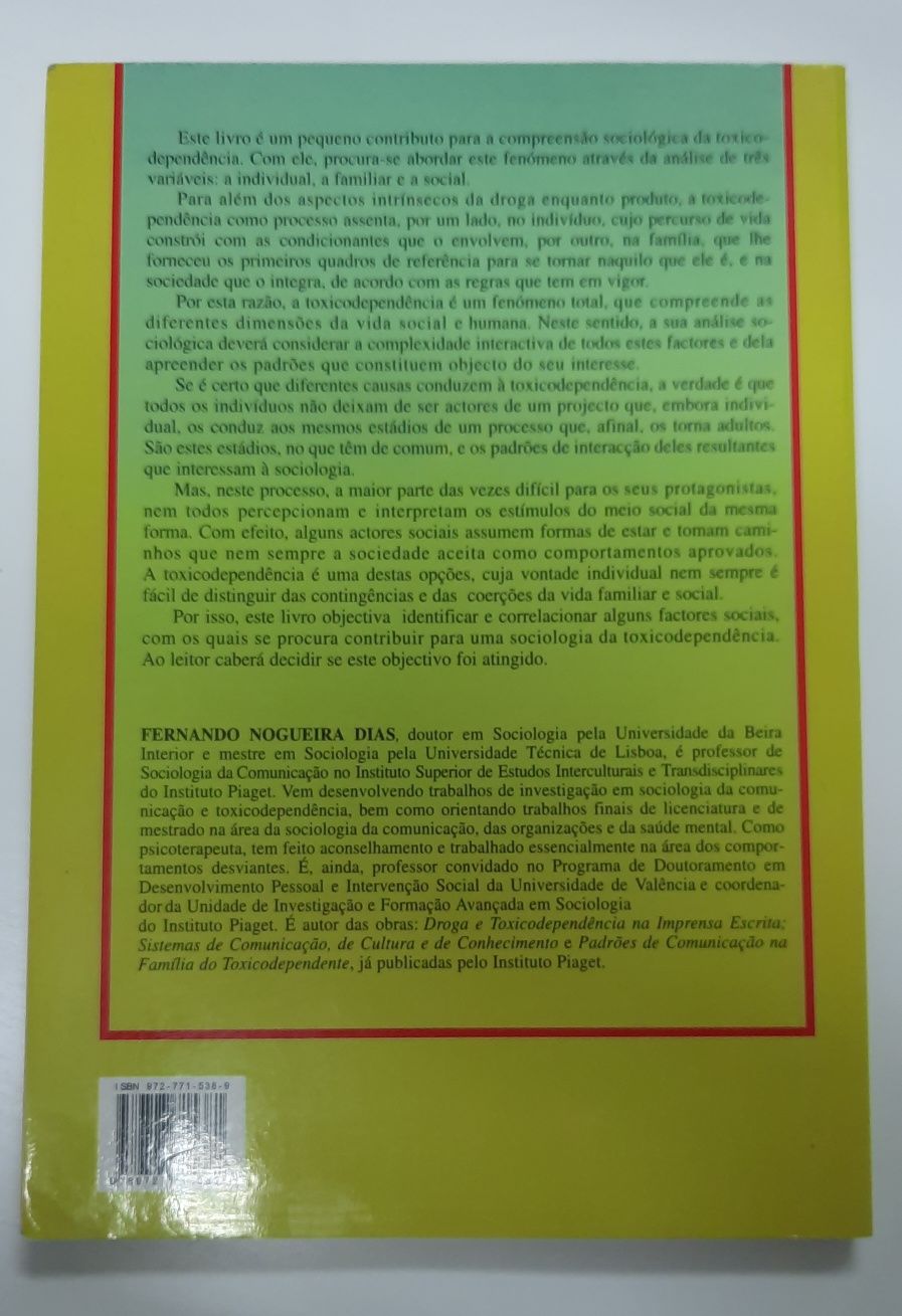 Livro "Sociologia da Toxicodependência" de Fernando Nogueira Dias