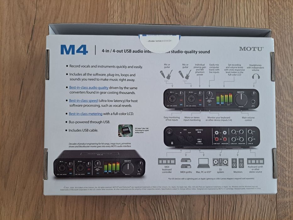 MOTU M4 Interface de áudio (Como Novo)