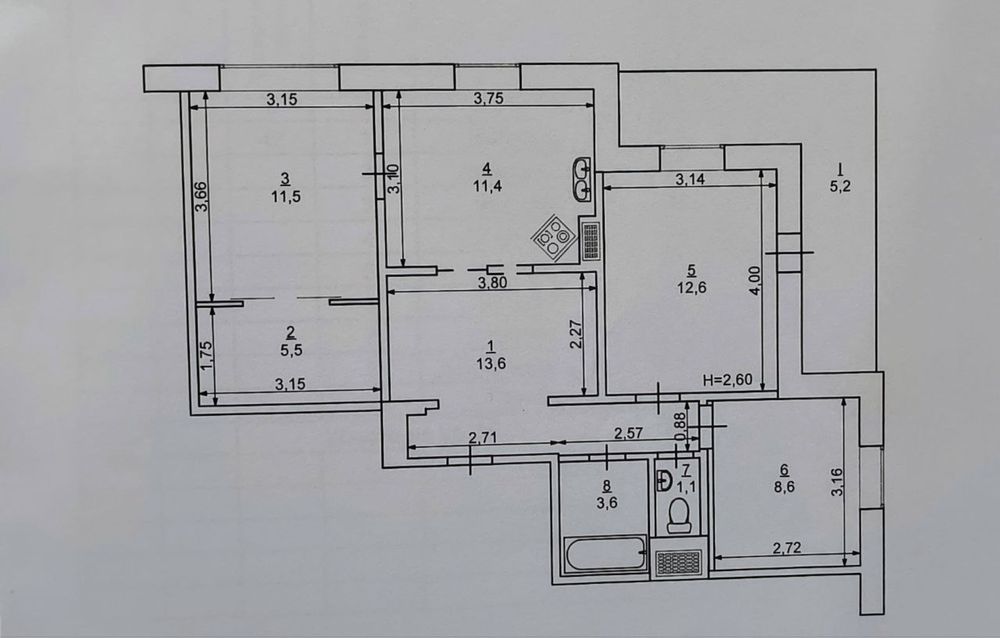 Продаж 3 х кімн кв 82кв метра !