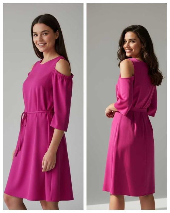 Яркое легкое платье с поясом George, р. S