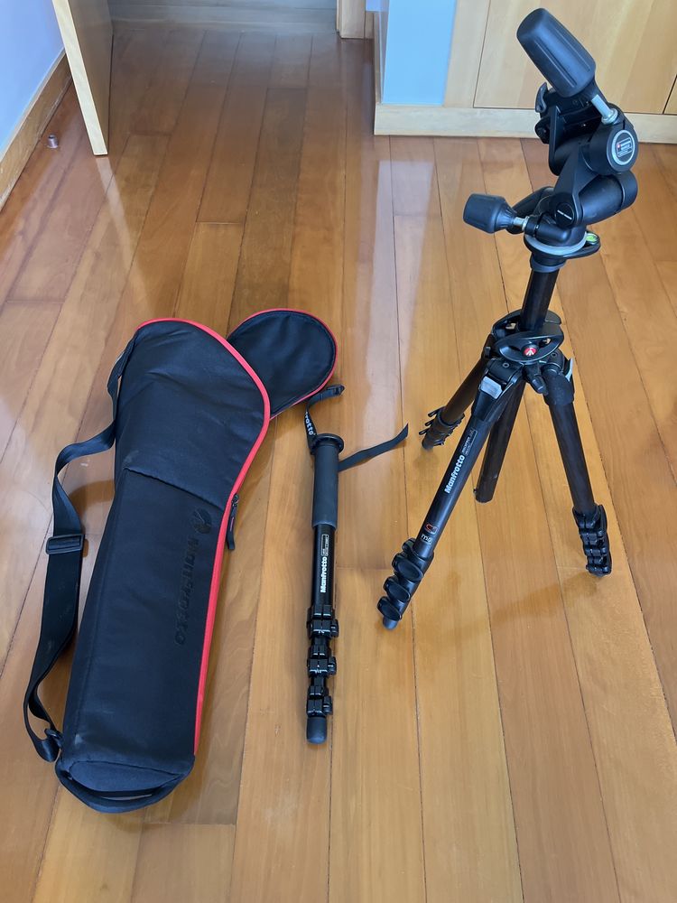 Conjunto de Tripé Manfrotto em Carbono